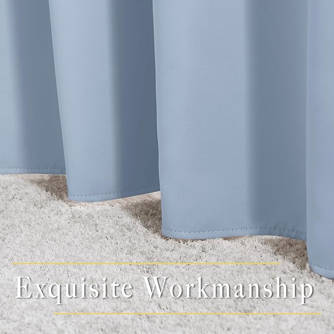 NICETOWN Vintage Blue Room Darkening Draperies and Curtains - Home Fashion Energy Saving Grommet Top Room Darkening Drape Panels for Bedroom (Set of 2, 66 by 90 Inch, Vintage Blue)