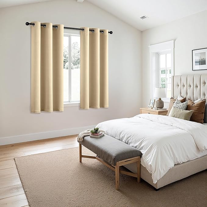 MIULEE Cream Beige Blackout Curtains - Thermal Insulated Bedroom Curtains Room Darkening Drapes for Living Room Kitchen Grommet Top Light Blocking Window Treatment, 40 x 54 Inches Long, 2 Panels
