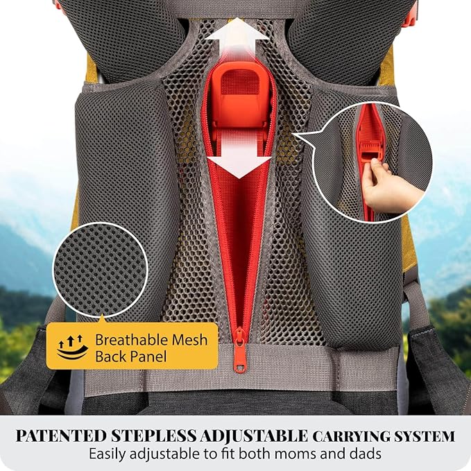 WIPHA Baby Backpack Carrier, Upgraded Carrying System Baby Hiking Backpack Carrier, Ergonomic Pro Hiking Baby Carrier Backpack with Safety Seat, Lightweight Large Capacity Toddler Carrier