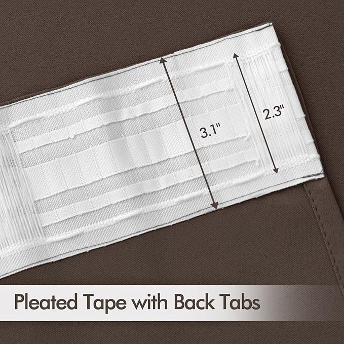 MIULEE Chocolate Brown Back Tab Blackout Curtains 72 Inches Long 2 Panels Set for Living Room Bedroom Privacy, Rod Pocket/Pinch Pleat Thermal Insulated Room Darkening Pleated Light Blocking Drapes