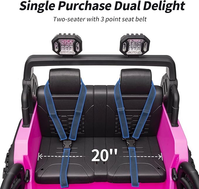 2 Seater Ride on Toy Car for Kids, 24V 4x4 Ride-on Truck Kids Electric Car w/Remote Control, 4x200W Motors - Hot Pink