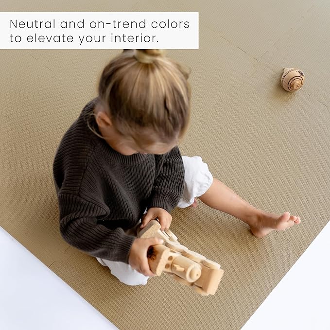 Toddlekind Solid Color Foam Play Mat 4x4 Baby Playmat. Stylish, Non-Toxic, Odorless, Plain Design Puzzle Play Mat 0m+ (Beige)