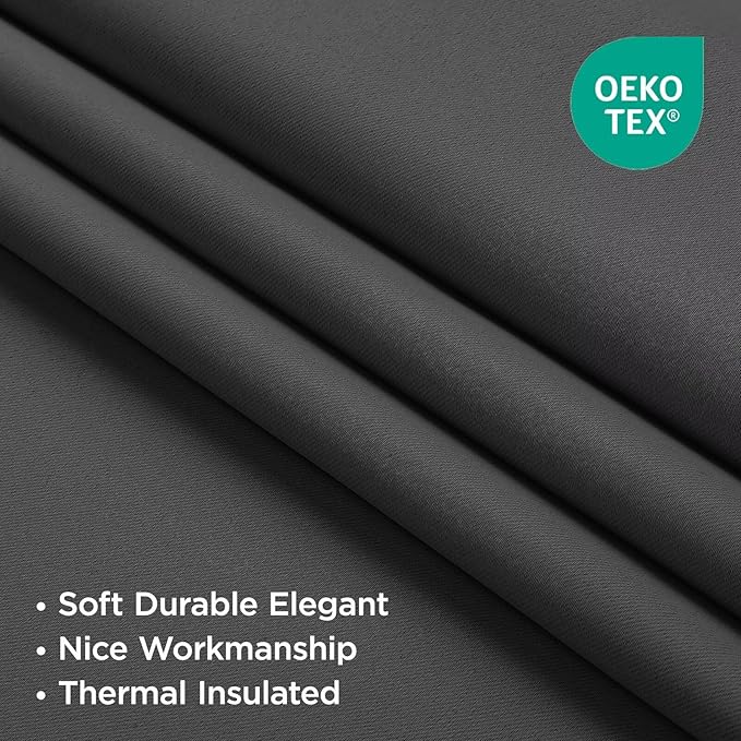 Joydeco Blackout Curtains 84 Inch Length 2 Panels Set, Thermal Insulated Black Out Curtains for Bedroom, Room Darkening Drapes for Living Room Window (W52 x L84 Inch, Dark Grey)