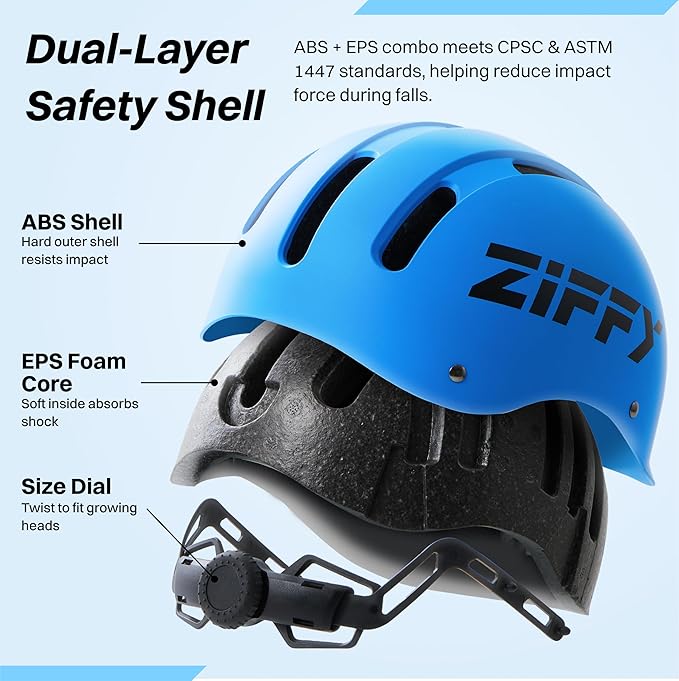 ZIFFY Kids/Toddler Bike Helmet, Adjustable, Lightweight, Safety Certified Scooter Helmet for Boys & Girls with Washable Inner Lining, 2 Sizes, 4 Colors – Fits Toddlers to Youth