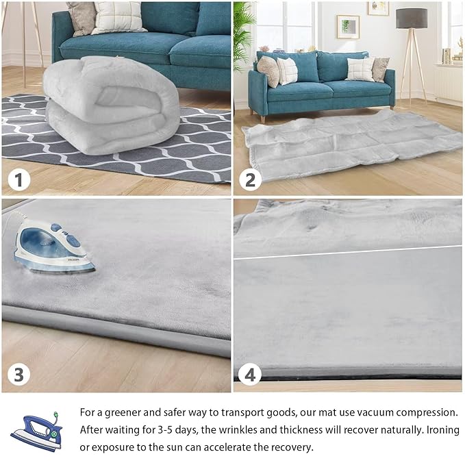 Baby Play Mat for Floor Tummy Time Nursery Muscle Area Rug Playroom Rug Tatami Mat 9'2"x6'7" Memory Foam 1.3" Thick Crawling for Babies,Toddlers, Infants, Kids(Light Gray)