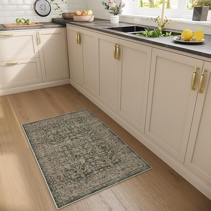 Boho Washable Kitcheh Rug for Entryway: Door Mat Indoor Entrance 2x3 Small Throw Rug Stain Resistant Non-Slip Low Pile Soft Carpet for Kitchen Front Door Indoor Entrance Entry Bedroom