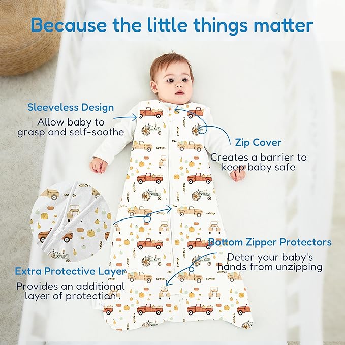 TotAha Sleep Sack 0-6 months 0.5 TOG, Lightweight Summer Transition Sleeping Bag for Babies Boy Girl, Infant Baby Wearable Blanket 3-Pack, 0.5 TOG