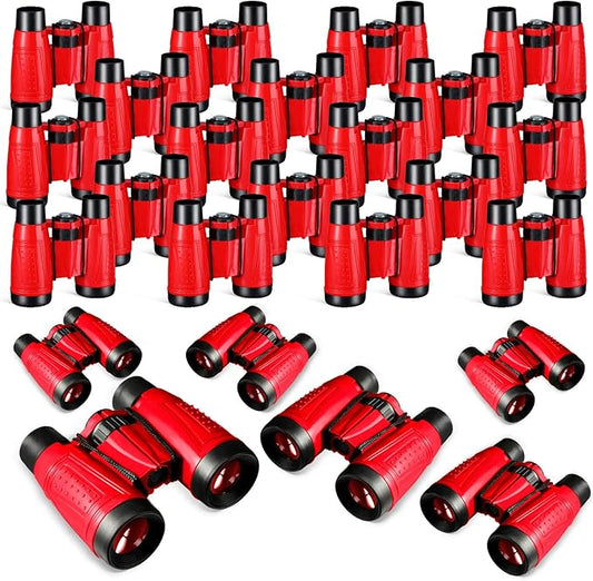 Libima 24 Pcs Binoculars for Kids Educational Compact Kids Binoculars with Neck String Toddler Telescope for Boys Girls Learning Bird Watching Camping Hiking Travel Safaris Birthday Gifts(Red)