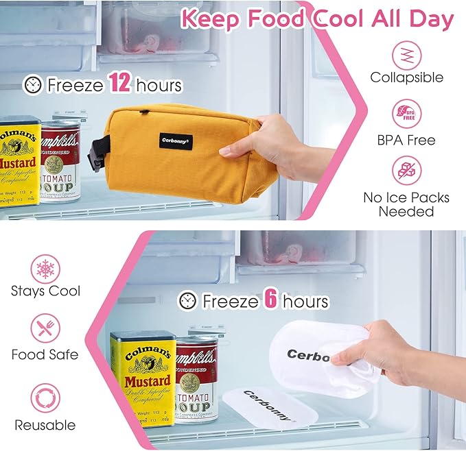 Small Cooler Bag Freezable Lunch Bag for Work School Travel,Small Lunch Bag,Insulated Snack Bag for Adults/Kids,Mini Cooler,Freezable Lunch Box Fit for Yogurt (Yellow-s)