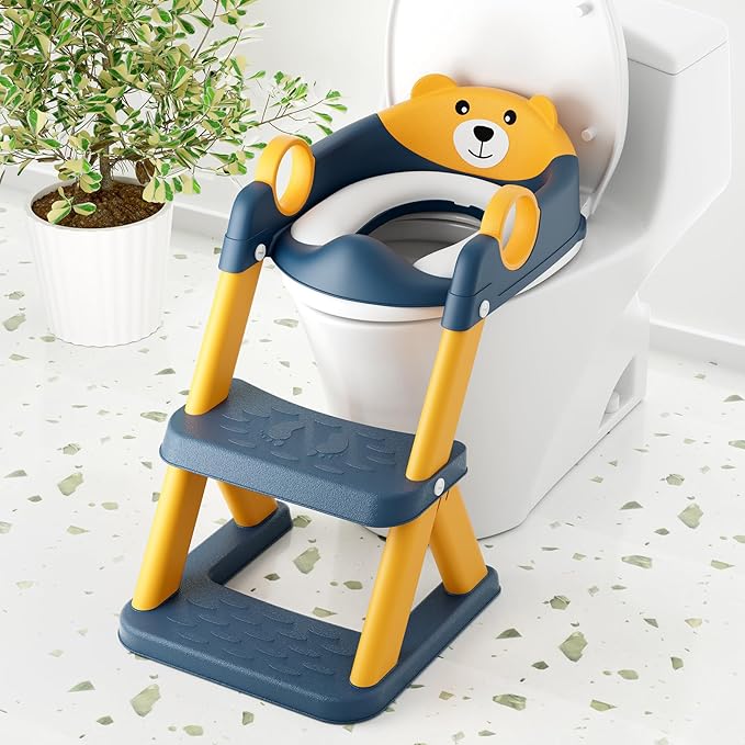 Toilet Seat, Potty Training Seat for Toddler, Upgraded 2-in-1 Potty Toilet Training for Boys and Girls,Waterproof Cushioned Mat with Non-slip Step Stool