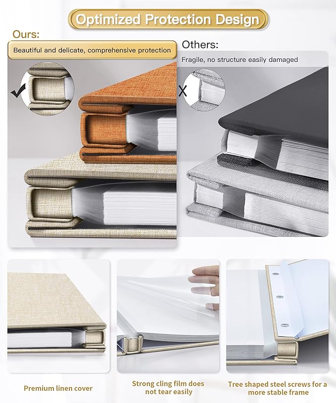 Popotop Photo Album Self Adhesive Scrapbook Album for 4x6 5x7 8x10 Pictures DIY Photo Book as Scrapbooking Supplies Kits, Birthday Gifts for Women Mom Wedding Baby Family Travel