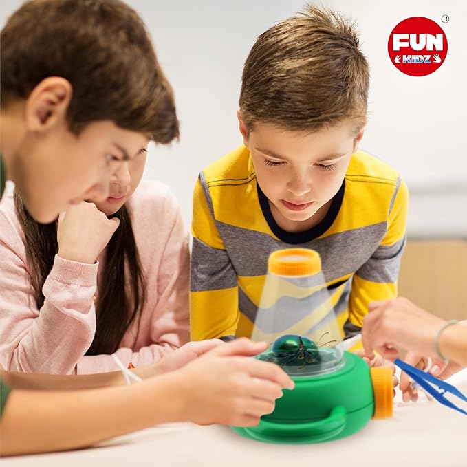 Science Kid Bug Catcher Kit, FunKidz Outdoor Activities Gift Butterfly Bug Habitat with Magnified Viewer Bug Catching Kit for Boys 3-12 Includes Net Catcher, Tweezers, Record Lists