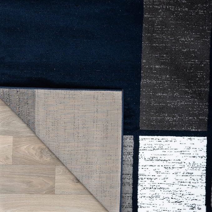 Rugshop Contemporary Modern Boxes Area Rug 2' x 3' Navy