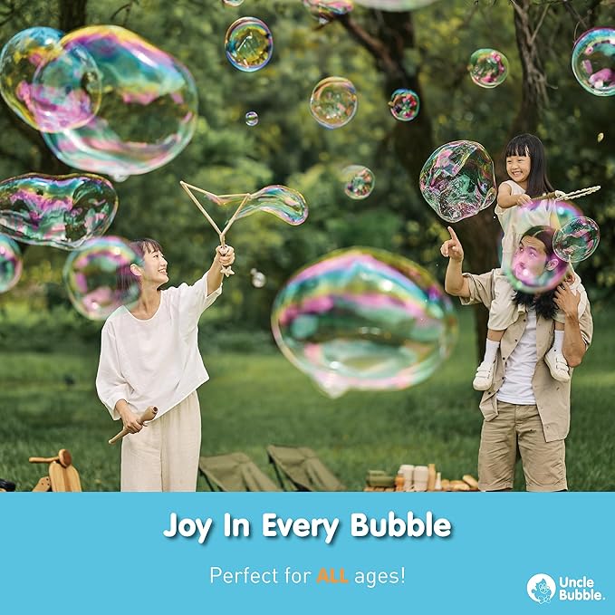 Uncle Bubble Concentrated Bubble Solution (up to 12L/3.2 Gallons) Regular Bubbles for Bubble Machine, Bubble Gun, Bubble Wands, Bubblw Mower, Bubble Juice Refill. Make 6L/1.6 Gallons for Giant Bubble