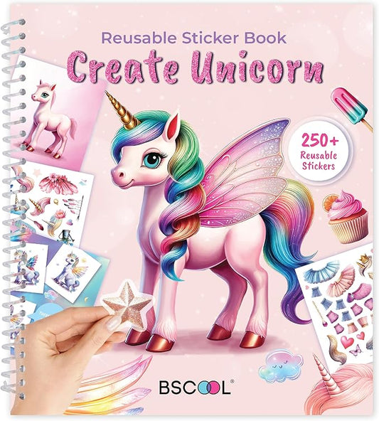 Sticker Dress Up Unicorn - Kids Activity Book Learn Fashion Design for Unicorn with Guides and 250+ Reusable Stickers. Gift for Girls Ages 5,6,7,8