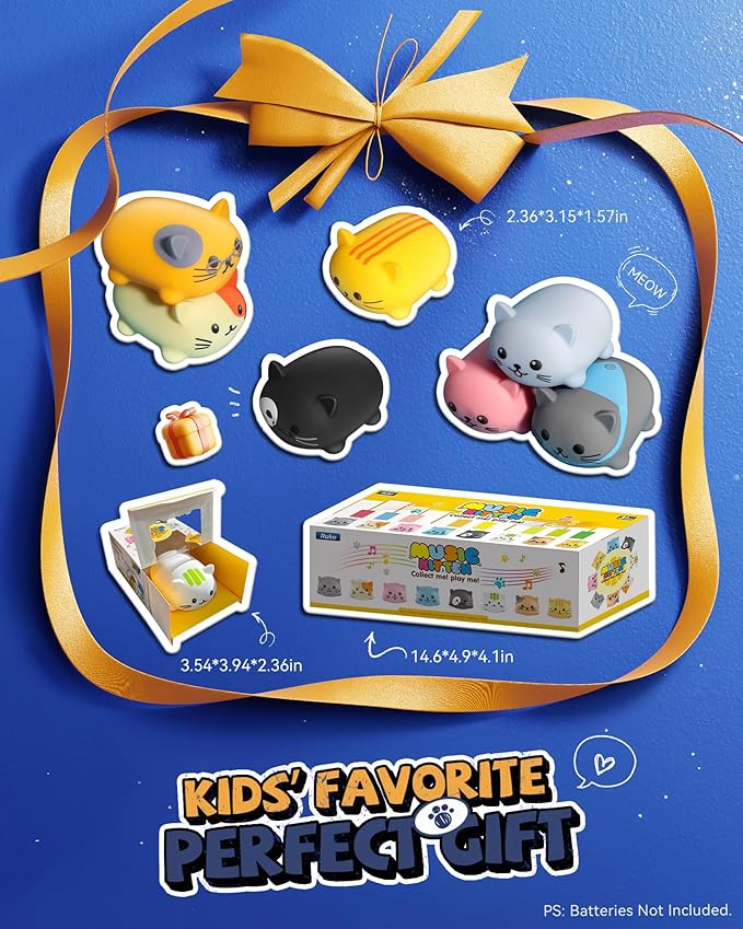 Ruko 1701 Musical Cats Piano Keyboards with Cute Meow Tone, Press Play Music Scale, Fun Music Toys for Kids, for Boys & Girls Age 3 4 5 6 7 8 9, Educational Instrument (8Pcs)