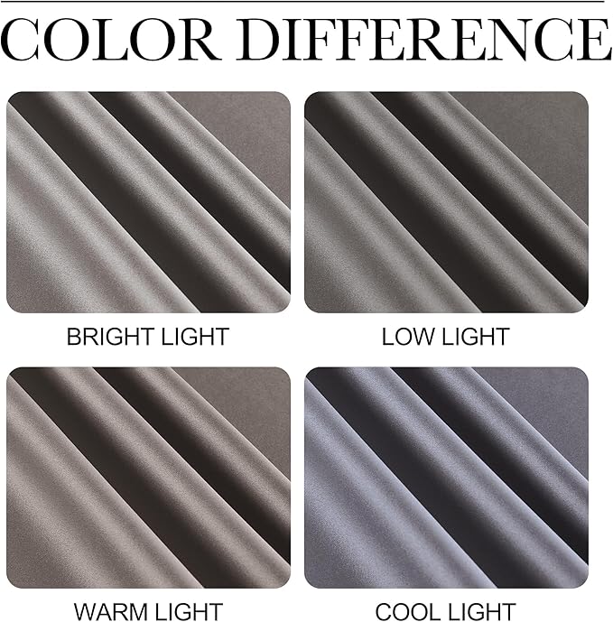 NICETOWN Chrome Gray Bedroom Curtains 63 inch Length 2 Panels, Grommet Window Treatment Thermal Insulated Solid Faux Silk Room Darkening Drapes for Kids Room, W52 x L63