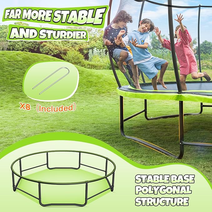 BCAN 8FT 10FT 12FT 14FT 15FT 16FT Recreational Trampoline with Enclosure for Kids Adults, ASTM Approved, Outdoor Trampolines with Ladder for Kids