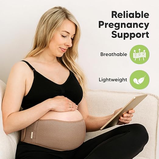 KeaBabies Maternity Belly Bands for Pregnant Women - Soft & Breathable Pregnancy Belly Support Band, Adjustable Maternity Belt for Back, Pelvic Support, Comfortable, Easy to Use (Warm Tan, M/L)