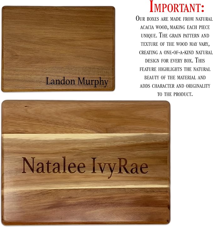Mom Gifts from Daughters - Custom Wooden Box, Personalized Mothers Day Gift Ideas for Mom, Acacia Wood Keepsake Chest for Memories, Memorabilia Box with Hinged Lid, Bday Gift Customized, 8x6x4 in