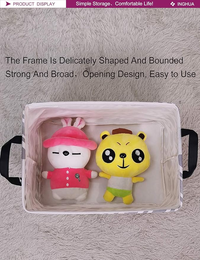 Rectangular Storage Basket Fabric Organizer Bin for Toys,Books,Clothes,Gifts,Pets-Perfect for Home,Office,Nursery,Dorm,Shelf(Rec Grey Arrow)