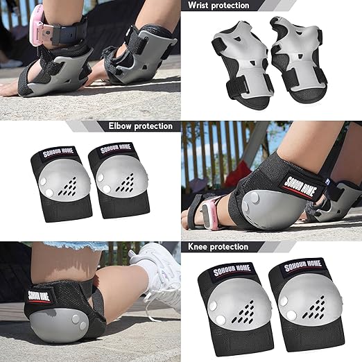 Youth/Kids Knee Pads Elbow Pads Wrist Guards Protective Gear Set for 3-15 Years Child Roller Skates, Skateboard, Cycling, Inline Skating, BMX Bike, Balance Bike, Scooter Riding and Other Outdoor Sports