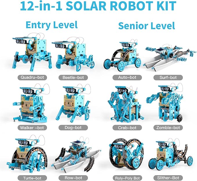 Lucky Doug 12-in-1 STEM Solar Robot Kit Toys Gifts for Kids 8 9 10 11 12 13 Years Old, Educational Building Science Experiment Set Birthday for Kids Boys Girls