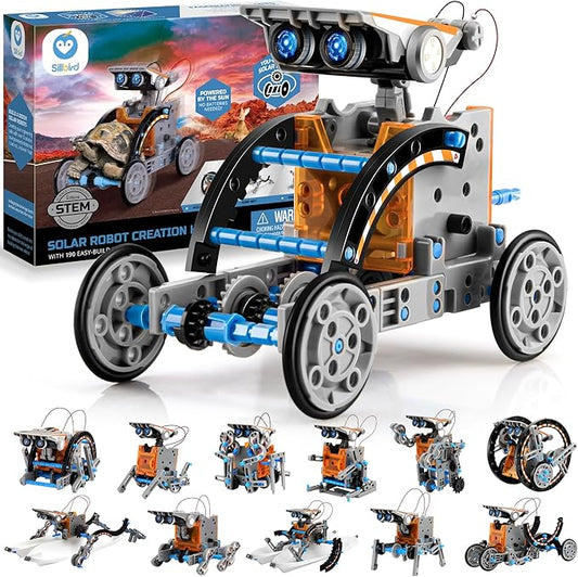Sillbird 12-in-1 Solar Robot Building Kit STEM Gift for Boys Aged 8-13, DIY Science Educational Robotic Toys for Kids Teens Birthday, Powered by The Sun with 190 Pieces