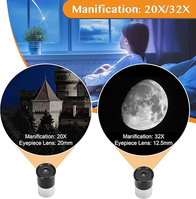 AOMEKIE Telescopes 40/400 with Tabletop Tripod 2 Eyepieces Portable Telescopes for Astronomy Beginners with Finderscope and Compass,Space, Gifts