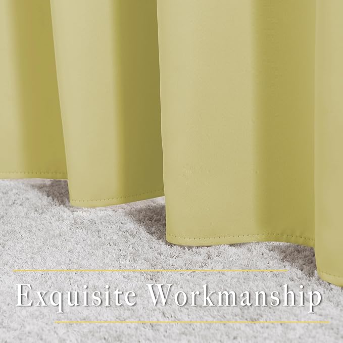 NICETOWN Room Darkening Paler Yellow Curtains & Drapes for Living Room - Thermal Insulated Solid Grommet Sound Reducing Room Darkening Window Treatments for Bedroom/French Door (2 Panels, W66 x L84)