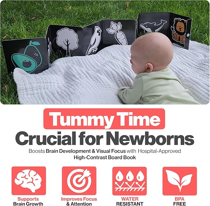 Happy Start Award-Winning High Contrast Board Book - Newborn Black & White Baby Cards, Easy to Clean, Hospital Approved, Stands on Its Own, Tummy Time Toy, Ages 0+ (English - Pack of 3)