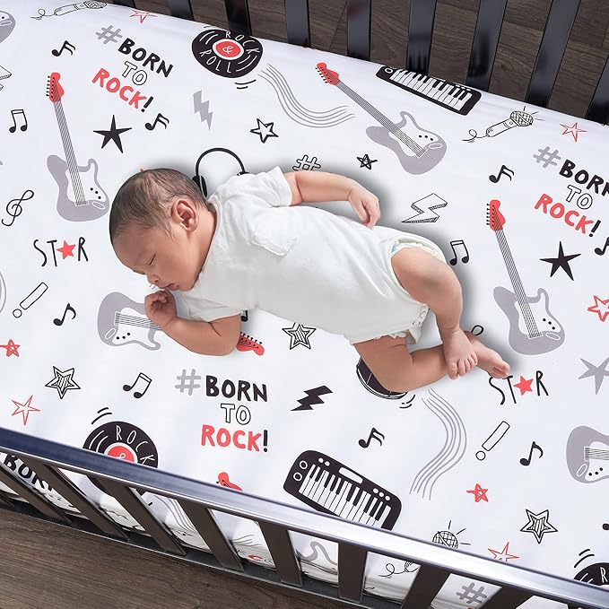 Lambs & Ivy Rock Star Musical Instruments 3-Piece Baby Crib Bedding Set - Gray