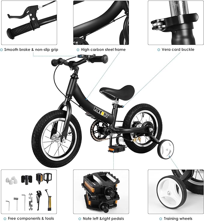 Balance Bike 2 in 1,The Dual Use of a Kids Balance Bike and Toddler Bike, for 2 3 4 5 6 7 Years Old -12 14 16 Inches with Training Theory, Brake, Pedal