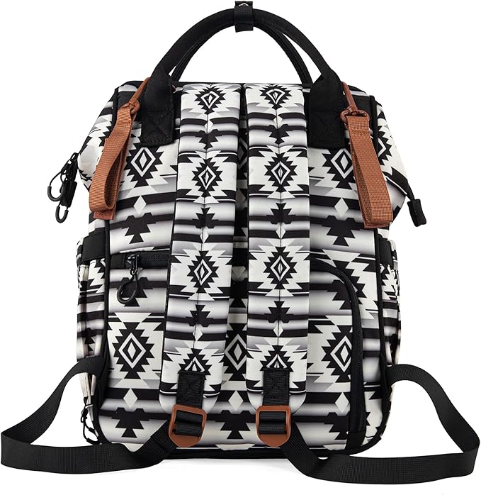 Wrangler Diaper Bag Backpack Aztec Travel Backpack Purses Western Multi-Function Baby Bags for Mom with Waterproof Insulated Pockets