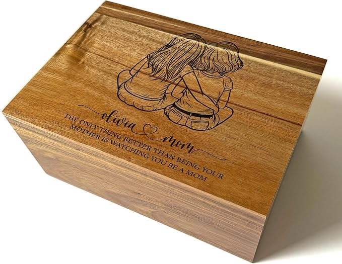 Mother's Day Gifts for Daughter - The Only Thing Better than Being Your Mom, Personalized Wooden Memory Boxes for Keepsakes Large, Acacia Wood Engraved Storage, Happy 1st Mothers Day, 11x8x4.75 in