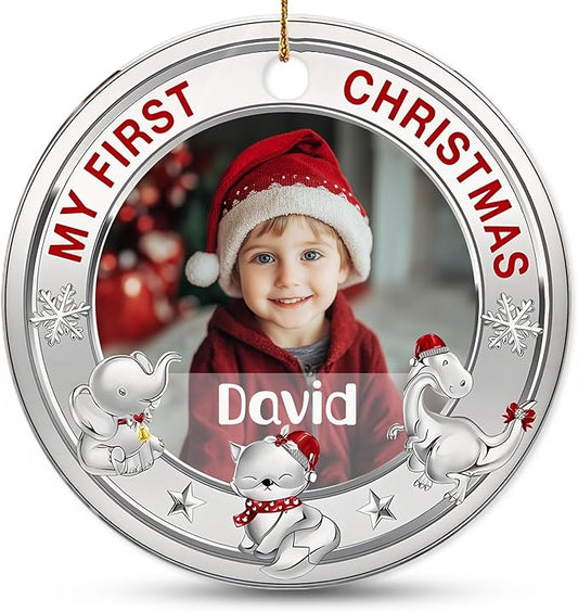 Personalized Baby First Christmas Photo Christmas Ornament 2025 - Custom Newborn Keepsake - Sweet Gift for New Parents Mom Dad - Gift for Parents - Sweet Baby Holiday Memory Decoration