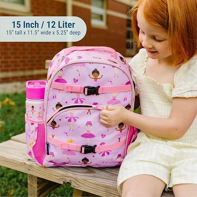 Wildkin ECO rPET 15-inch Kids Backpack – Sustainable, Padded, Adjustable – Ballerina