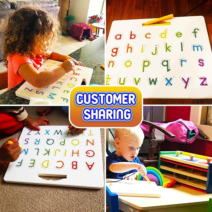 CozyBomB™ Double Sided Magnetic Letter Board - 2 in 1 Alphabet Magnets Tracing Board for Toddlers ABC Letters Uppercase & Lowercase Practicing Gifts for Boys Girls Birthdays Christmas Holidays