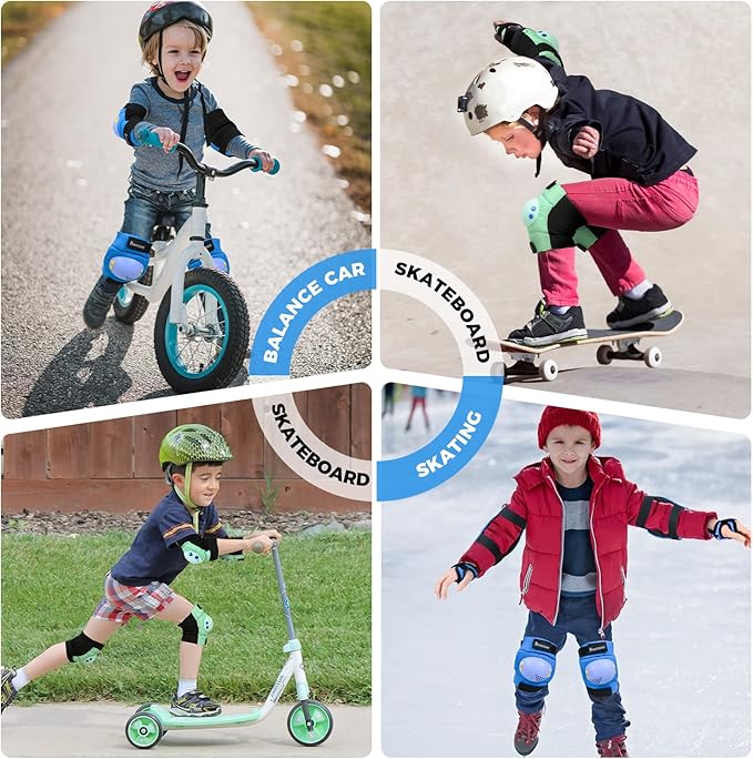 BOSONER Kids/Youth Knee Pad Elbow Pads for Roller Skates Cycling BMX Bike Skateboard Inline Rollerblading, Skating Skatings Scooter Riding Sports