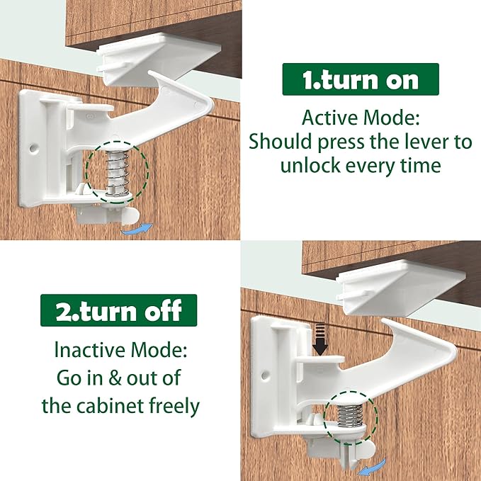 10 Pack 3.5 Inches Longer Cabinet Locks for Babies Child Safety Latches - Vmaisi Baby Proofing Cabinets Drawer Lock with Adhesive Easy Installation
