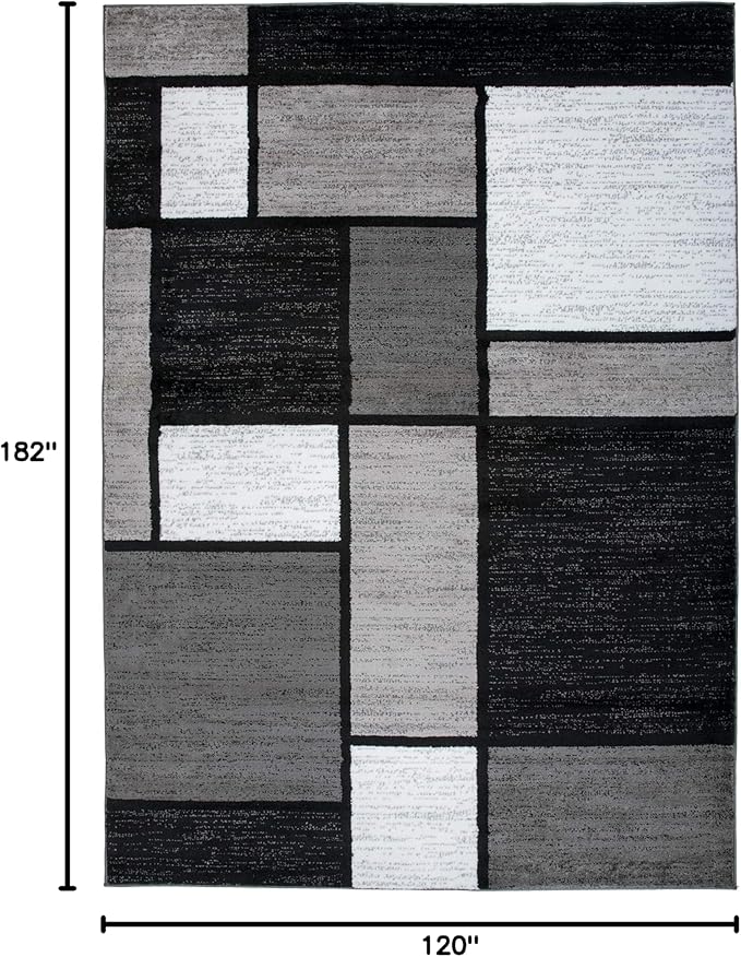 Rugshop Contemporary Modern Boxes for Home Office,Living Room,Bedroom,Kitchen Non Shedding Area Rug 4' x 6' Gray