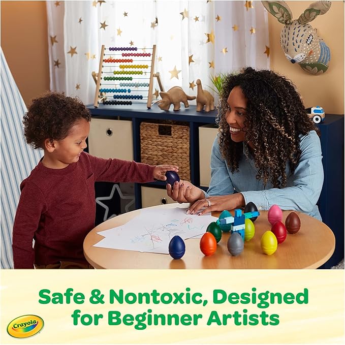 Crayola Large Egg Crayons (12ct), Jumbo Washable Crayons for Toddlers, Preschool Art Supplies for Toddlers, Classroom Must Have, Ages 1+