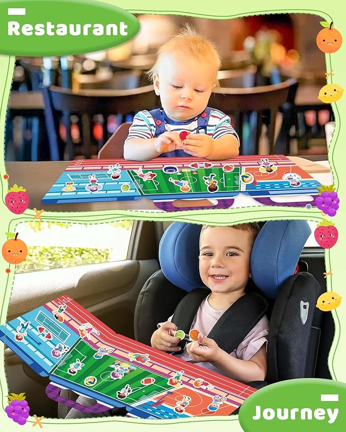 Benresive Reusable Sticker Book for Toddlers 2-4 Years, Fun Travel Stickers for Kids, Waterproof Sticker Books for Toddlers 1-3, Crafts Activities for Todddlers 1-3 2-4 3-5 - Sports