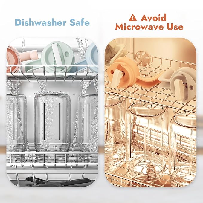 Papablic Glass Breastmilk Pitcher, Formula Mixing Pitcher with Mixing Handle Lid, Wide Mouth Mason Jar Mixer with Flip Locking Spout, Easy to Clean, BPA Free, Blue