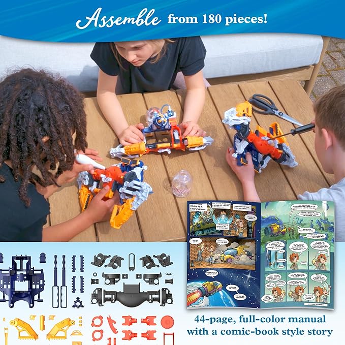 Thames & Kosmos Mega Cyborg Hydro Blaster STEM Experiment Kit, Toy of The Year Finalist - Build a Wearable Hydraulic-Powered Water Toy & Gripper, Shoots Water Up to 20 Feet, Transforms Into 5 Models