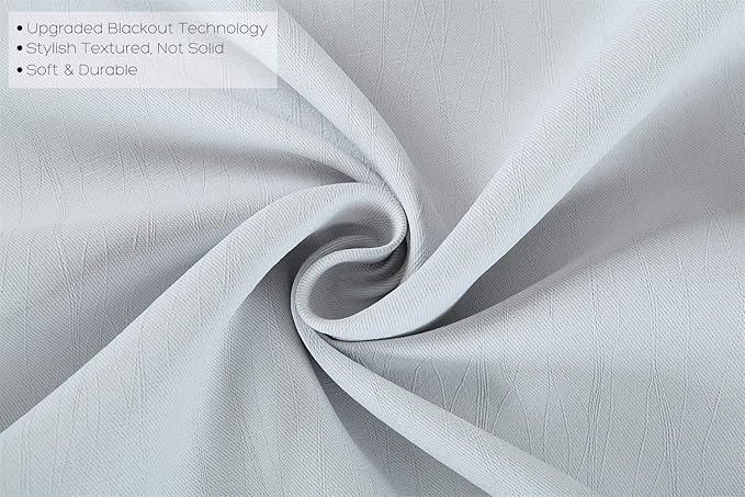 MIUCO Room Darkening Curtains Textured Grommet Thermal Insulated Blackout Curtains for Bedroom Set of 2 52x95 Inch Greyish White