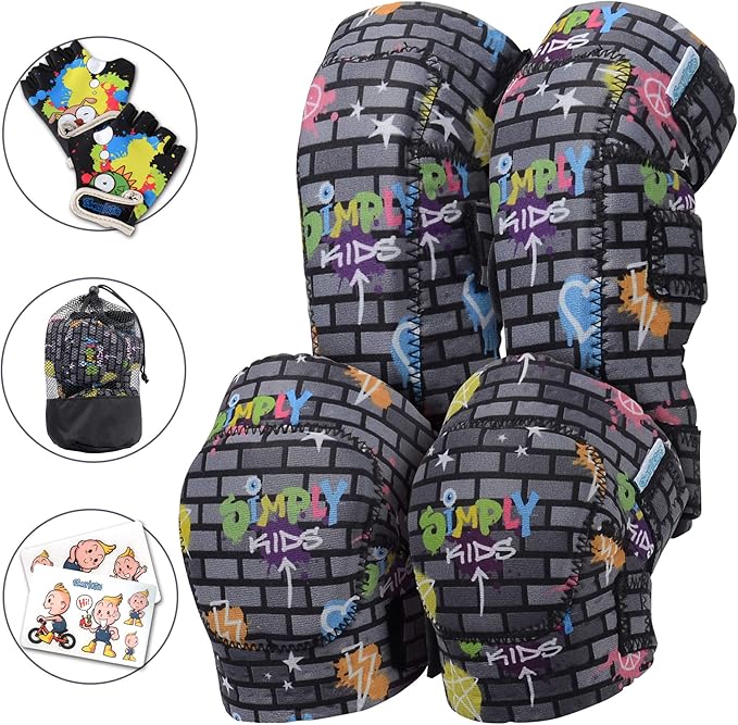 Soft-Style Kids Knee and Elbow Pads with Bike Gloves, Flexible Impact-Resistant Gear for Ages 2-11, Designed for Balance Bikes, Roller-Skating, and Skateboarding