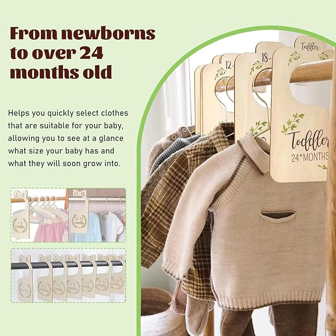 Wooden Baby Closet Dividers for Baby Clothes Organizer Baby Closet Organizer Hangers For Nursery Decor Baby Clothes Dividers For Closet Size Hangers (White)