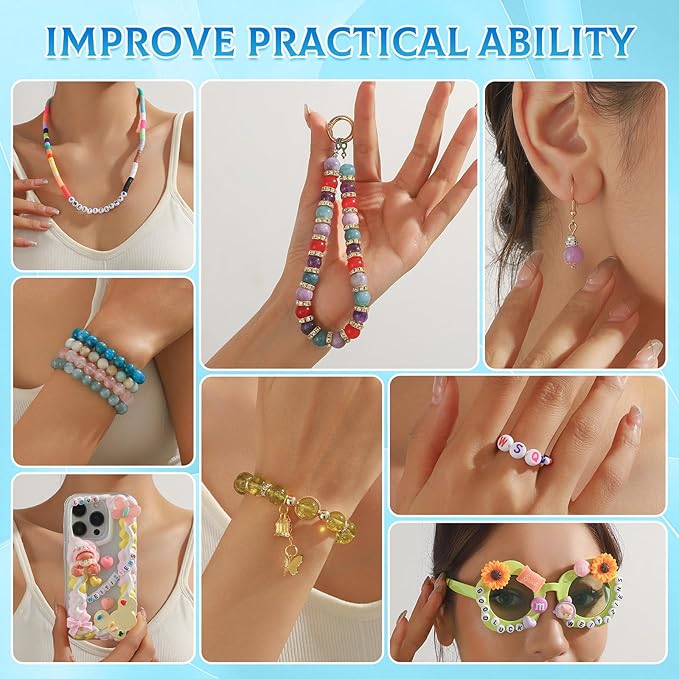 1400pcs Letter Beads, 6x6 mm Acrylic Alphabet Beads, Beads for Jewelry and Bracelet Making, in 28 Grid Box (White and Colorful)