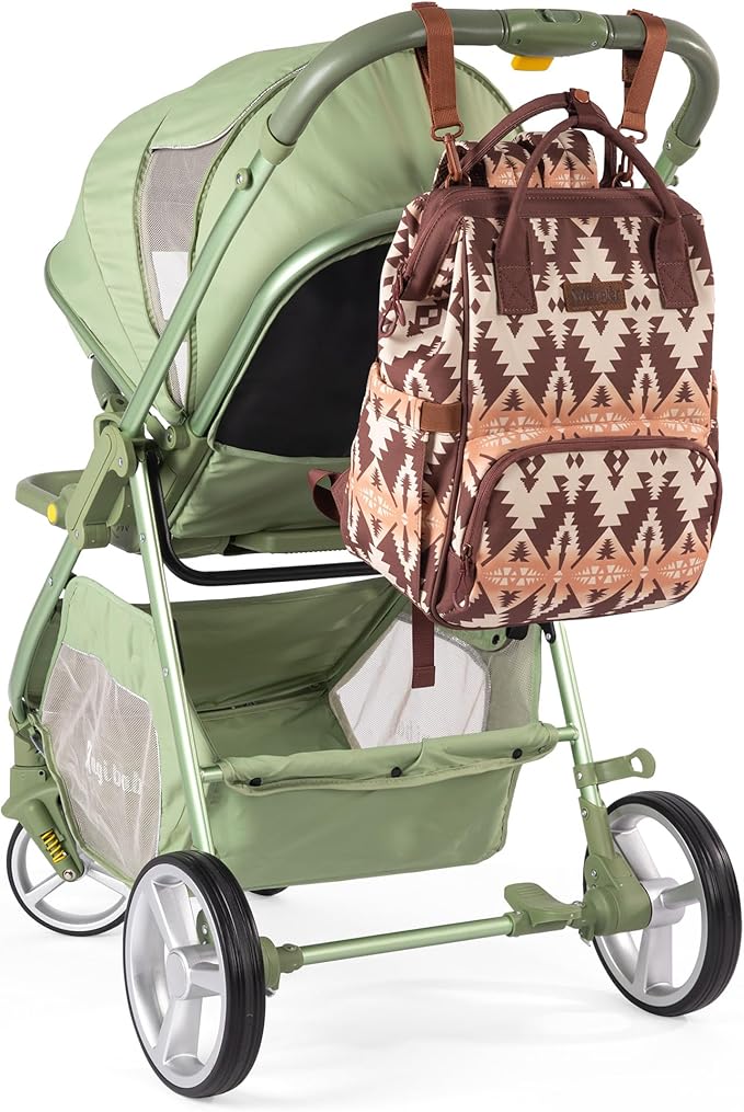 Wrangler Diaper Bag Backpack Aztec Travel Backpack Purses Western Multi-Function Baby Bags for Mom with Waterproof Insulated Pockets